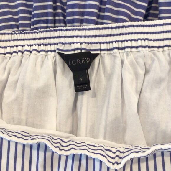 J. CREW Blue Striped Tiered Ruffle Mini Skirt size 4 - Picture 3 of 5